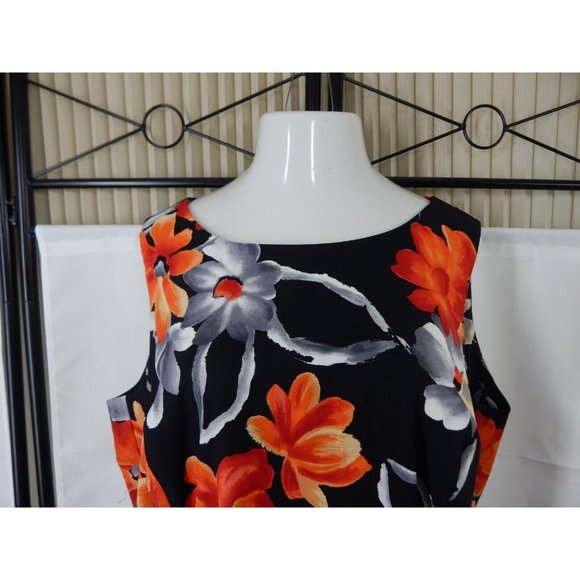DRESS BARN Black Floral CLASSIC Sleeveless Career DRESS- Women’s SIZE 22 - Picture 4 of 7